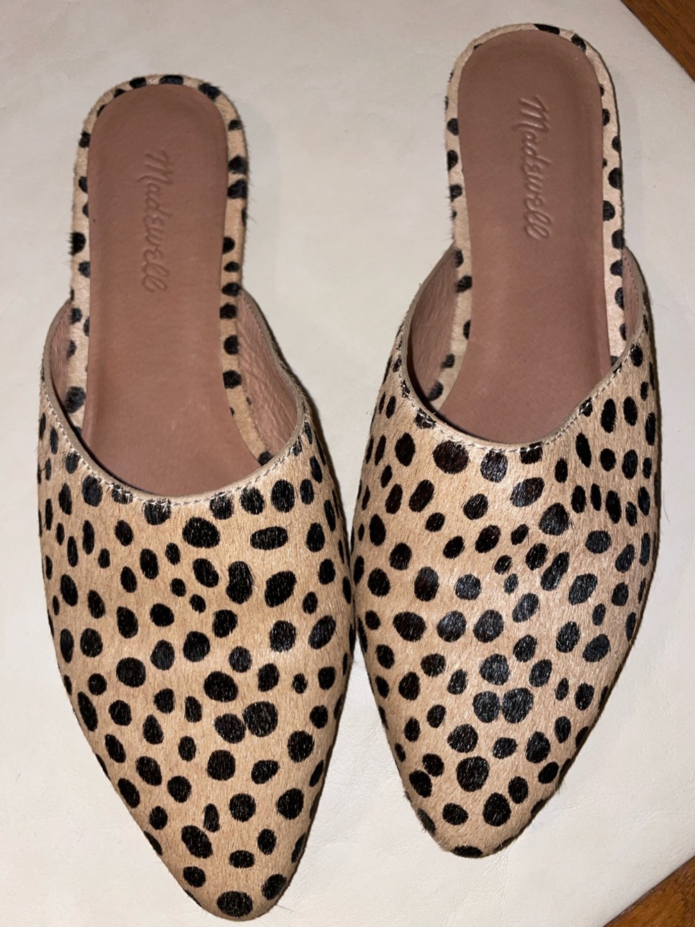 Madewell Remi Cheetah Print Calf Hair Pointed Flat Mules Women’s Size 8 M3951